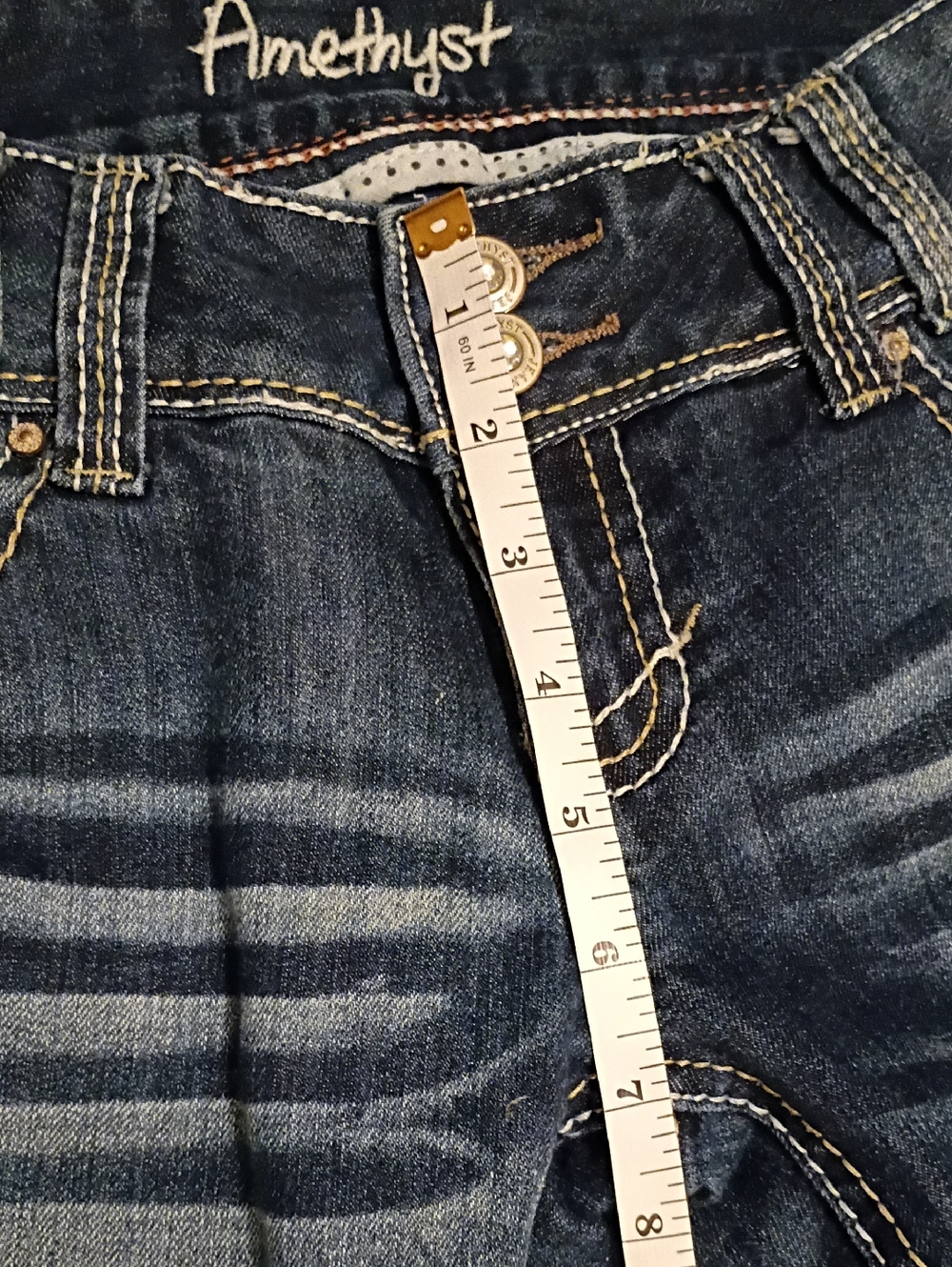 Amethyst Jeans Dark Blue Bootcut with Embroidered Back Pockets - Picture 6 of 8